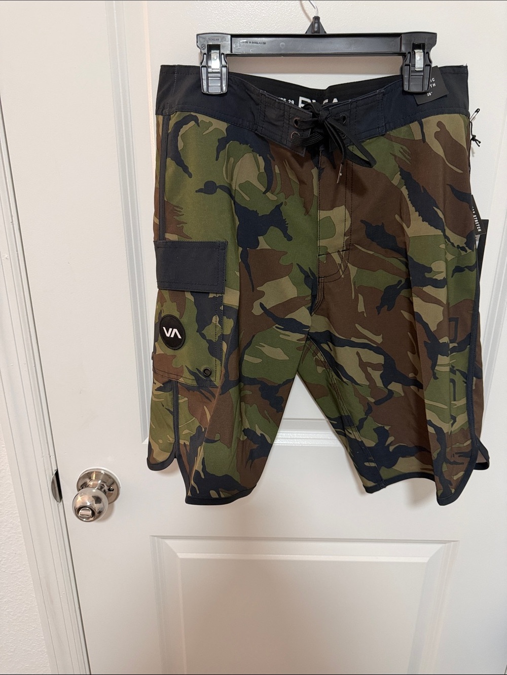 RVCA Green and Brown Camo Boardshorts with Black Waistband